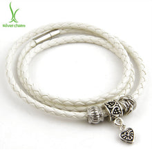 Load image into Gallery viewer, Newest Arrival Silver Charm Black Leather Bracelet for Women Five Colors Magnet Clasp Christmas Gift Jewelry PI0311