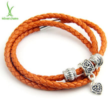 Load image into Gallery viewer, Newest Arrival Silver Charm Black Leather Bracelet for Women Five Colors Magnet Clasp Christmas Gift Jewelry PI0311