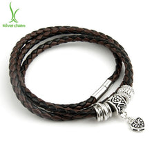 Load image into Gallery viewer, Newest Arrival Silver Charm Black Leather Bracelet for Women Five Colors Magnet Clasp Christmas Gift Jewelry PI0311