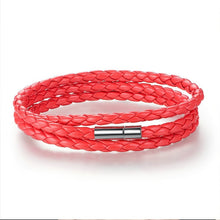 Load image into Gallery viewer, BAMOER 6 Color Wholesale Long Chain Adjustable Magnet Buckle Unisex Leather Bracelets for Women and Men Fashion Jewelry PI0063