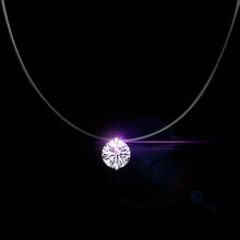 Load image into Gallery viewer, QCOOLJLY Silver Color Dazzling Zircon Necklace And Invisible Transparent Fishing Line Simple Pendant Necklace Jewelry For Women