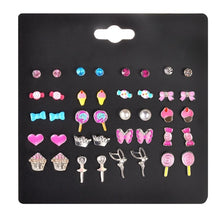 Load image into Gallery viewer, DANZE 20 Pairs/set Trendy Cute Kids Candy Lollipops Angel Crown Mixed Shape Stud Earrings Set For Girls Children Gifts Jewelry