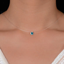 Load image into Gallery viewer, QCOOLJLY Silver Color Dazzling Zircon Necklace And Invisible Transparent Fishing Line Simple Pendant Necklace Jewelry For Women
