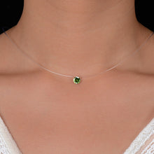 Load image into Gallery viewer, QCOOLJLY Silver Color Dazzling Zircon Necklace And Invisible Transparent Fishing Line Simple Pendant Necklace Jewelry For Women