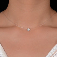 Load image into Gallery viewer, QCOOLJLY Silver Color Dazzling Zircon Necklace And Invisible Transparent Fishing Line Simple Pendant Necklace Jewelry For Women
