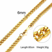 Load image into Gallery viewer, 3-6MM Men Necklace Gold Tone Snake Chain Miami Cuba Link with Round Box and Wheat Chains Stainless Steel Choker Jewelry 24-27in