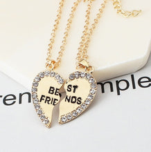Load image into Gallery viewer, 2 pieces / set Half love rhinestone pendant best friend necklace friendship gift for couple good frien dalloy pendant necklace