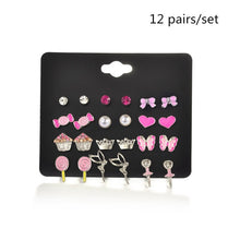 Load image into Gallery viewer, DANZE 20 Pairs/set Trendy Cute Kids Candy Lollipops Angel Crown Mixed Shape Stud Earrings Set For Girls Children Gifts Jewelry