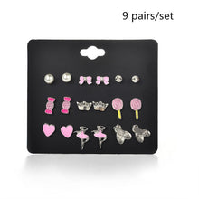 Load image into Gallery viewer, DANZE 20 Pairs/set Trendy Cute Kids Candy Lollipops Angel Crown Mixed Shape Stud Earrings Set For Girls Children Gifts Jewelry