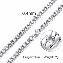 Load image into Gallery viewer, Silver Gold Filled Solid Necklace Curb Chains Link Men Choker Stainless Steel Male Female Accessories Fashion