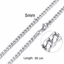 Load image into Gallery viewer, Silver Gold Filled Solid Necklace Curb Chains Link Men Choker Stainless Steel Male Female Accessories Fashion