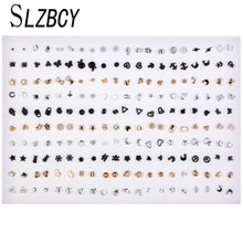 Load image into Gallery viewer, SLZBCY Wholesale 100Pairs/Set Mix Style Small Stud Earrings Set For Girls Women Cute Heart Child Earring Fashion Jewelry Gift