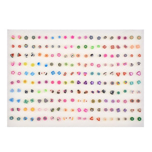 SLZBCY Wholesale 100Pairs/Set Mix Style Small Stud Earrings Set For Girls Women Cute Heart Child Earring Fashion Jewelry Gift