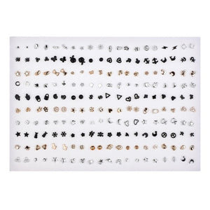 SLZBCY Wholesale 100Pairs/Set Mix Style Small Stud Earrings Set For Girls Women Cute Heart Child Earring Fashion Jewelry Gift