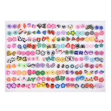 Load image into Gallery viewer, SLZBCY Wholesale 100Pairs/Set Mix Style Small Stud Earrings Set For Girls Women Cute Heart Child Earring Fashion Jewelry Gift