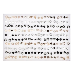 SLZBCY Wholesale 100Pairs/Set Mix Style Small Stud Earrings Set For Girls Women Cute Heart Child Earring Fashion Jewelry Gift