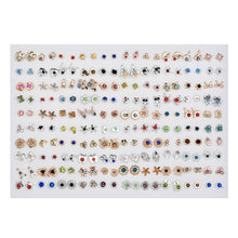 Load image into Gallery viewer, SLZBCY Wholesale 100Pairs/Set Mix Style Small Stud Earrings Set For Girls Women Cute Heart Child Earring Fashion Jewelry Gift