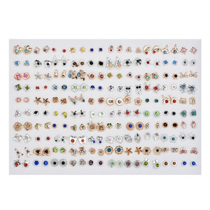 SLZBCY Wholesale 100Pairs/Set Mix Style Small Stud Earrings Set For Girls Women Cute Heart Child Earring Fashion Jewelry Gift