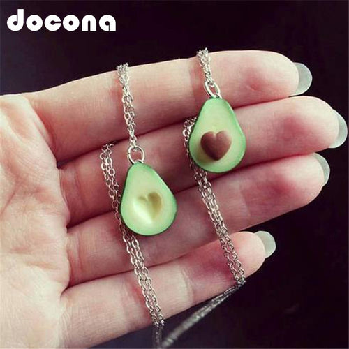 docona Cute Avocado Shape Pendant Necklace for Women Girl Fruit Shape Chains Charms Necklace Party Gifts 6046