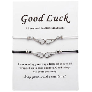 17KM Bohemian Heart Couples Bracelets Set For Women Men Infinite Wing Knot Contrast Bracelet Best Friend Wish Jewelry 2pcs/set