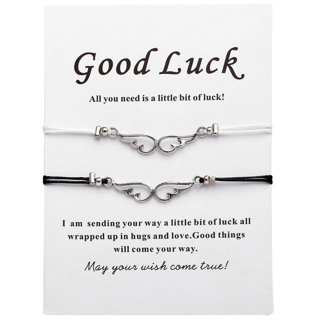 17KM Bohemian Heart Couples Bracelets Set For Women Men Infinite Wing Knot Contrast Bracelet Best Friend Wish Jewelry 2pcs/set