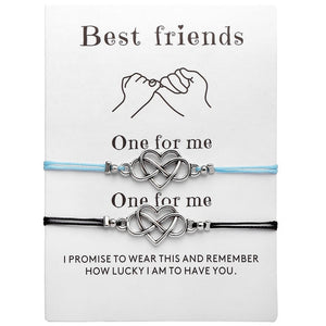 17KM Bohemian Heart Couples Bracelets Set For Women Men Infinite Wing Knot Contrast Bracelet Best Friend Wish Jewelry 2pcs/set