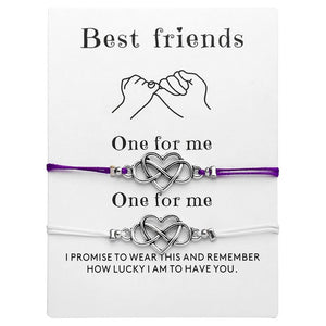 17KM Bohemian Heart Couples Bracelets Set For Women Men Infinite Wing Knot Contrast Bracelet Best Friend Wish Jewelry 2pcs/set