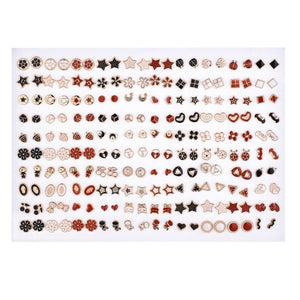 SLZBCY Wholesale 100Pairs/Set Mix Style Small Stud Earrings Set For Girls Women Cute Heart Child Earring Fashion Jewelry Gift