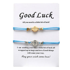 17KM Bohemian Heart Couples Bracelets Set For Women Men Infinite Wing Knot Contrast Bracelet Best Friend Wish Jewelry 2pcs/set