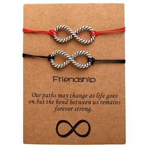 17KM Bohemian Heart Couples Bracelets Set For Women Men Infinite Wing Knot Contrast Bracelet Best Friend Wish Jewelry 2pcs/set