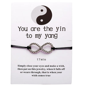 17KM Bohemian Heart Couples Bracelets Set For Women Men Infinite Wing Knot Contrast Bracelet Best Friend Wish Jewelry 2pcs/set