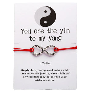 17KM Bohemian Heart Couples Bracelets Set For Women Men Infinite Wing Knot Contrast Bracelet Best Friend Wish Jewelry 2pcs/set