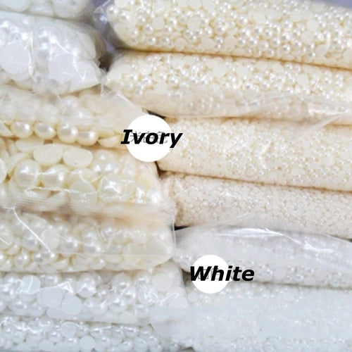 3/4/5/6/8/10/12/14/16/18/20mm 20-1000pcs/Bag Ivory/White ABS Imitation Pearl Half Round Flatback For DIY Jewelry Findings Making