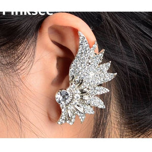 1PC Steampunk Wrap Clip On Ear Cuff Crystal Feather Wing Earrings Bow Tie Ear Clip Helix Cartilage boucle d'oreille clip