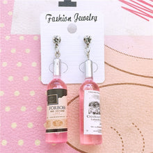 Load image into Gallery viewer, Korean Harajuku Style Earrings Version Funny Hip Hop Fun Stud Earrings Personality Simulation Red Wine Bottle Creative Earrings