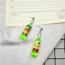 Load image into Gallery viewer, Korean Harajuku Style Earrings Version Funny Hip Hop Fun Stud Earrings Personality Simulation Red Wine Bottle Creative Earrings