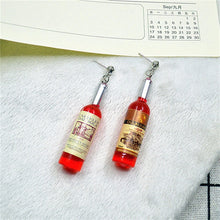Load image into Gallery viewer, Korean Harajuku Style Earrings Version Funny Hip Hop Fun Stud Earrings Personality Simulation Red Wine Bottle Creative Earrings