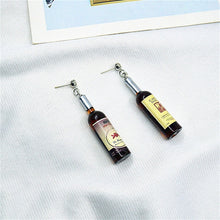 Load image into Gallery viewer, Korean Harajuku Style Earrings Version Funny Hip Hop Fun Stud Earrings Personality Simulation Red Wine Bottle Creative Earrings