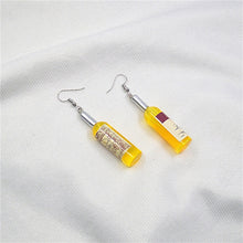 Load image into Gallery viewer, Korean Harajuku Style Earrings Version Funny Hip Hop Fun Stud Earrings Personality Simulation Red Wine Bottle Creative Earrings