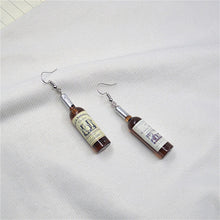 Load image into Gallery viewer, Korean Harajuku Style Earrings Version Funny Hip Hop Fun Stud Earrings Personality Simulation Red Wine Bottle Creative Earrings