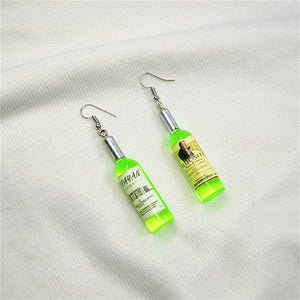 Korean Harajuku Style Earrings Version Funny Hip Hop Fun Stud Earrings Personality Simulation Red Wine Bottle Creative Earrings