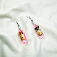 Load image into Gallery viewer, Korean Harajuku Style Earrings Version Funny Hip Hop Fun Stud Earrings Personality Simulation Red Wine Bottle Creative Earrings