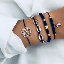 Load image into Gallery viewer, DIEZI Bohemian Black Beads Chain Bracelets Bangles For Women Fashion Heart Compass Gold Color Chain Bracelets Sets Jewelry Gifts