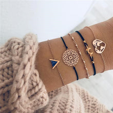 Load image into Gallery viewer, DIEZI Bohemian Black Beads Chain Bracelets Bangles For Women Fashion Heart Compass Gold Color Chain Bracelets Sets Jewelry Gifts