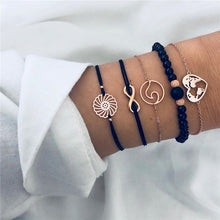 Load image into Gallery viewer, DIEZI Bohemian Black Beads Chain Bracelets Bangles For Women Fashion Heart Compass Gold Color Chain Bracelets Sets Jewelry Gifts