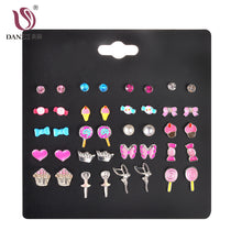 Load image into Gallery viewer, DANZE 20 Pairs/set Trendy Cute Kids Candy Lollipops Angel Crown Mixed Shape Stud Earrings Set For Girls Children Gifts Jewelry