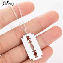 Load image into Gallery viewer, Jisensp Stainless Steel Razor Blades Pendant Necklaces Men Jewelry Steel Shaver Shape Necklaces &amp; Pendants Women Collares