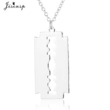 Load image into Gallery viewer, Jisensp Stainless Steel Razor Blades Pendant Necklaces Men Jewelry Steel Shaver Shape Necklaces &amp; Pendants Women Collares