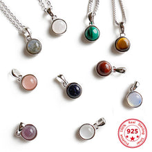 Load image into Gallery viewer, Hot Sale 100% 925 Sterling Silver Customizable Natural Malachite Labradorite Crystal Agate Opal Tigereye Gem Pendants Jewelry
