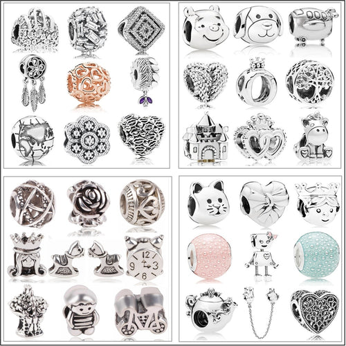 New Free Shipping Sliver Plated Bead Mickey Fairytale Animal Love Charm Fit Original Pandora Bracelet Necklace DIY Women Jewelry